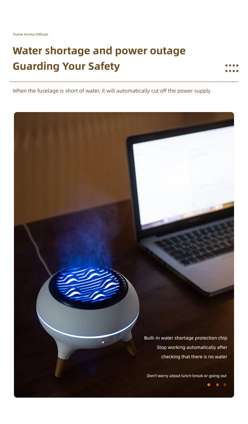 Flame Air Humidifier Dynamic Jellyfish Aroma Diffuser with Colorful Gradient Ambient Lights Remote Control Aromatherapy Diffuser
