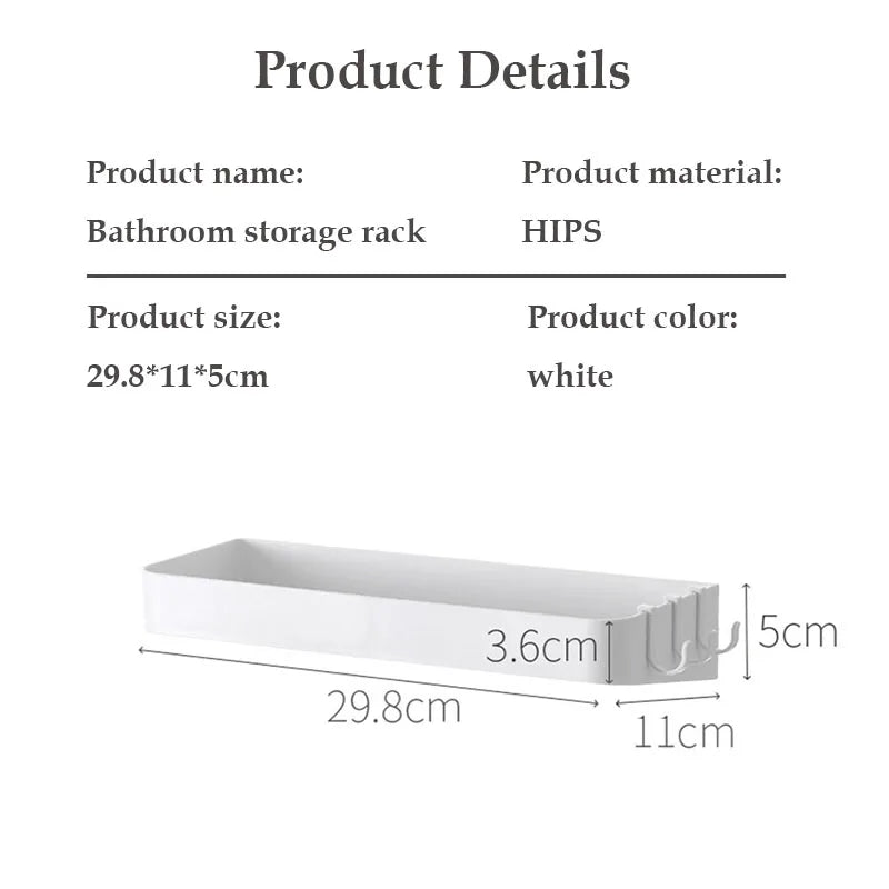 Bathroom Cosmetics Shelf White Self-adhesive Toilet Body Wash Shampoo Organization Shelves Storage Racks Support Holder