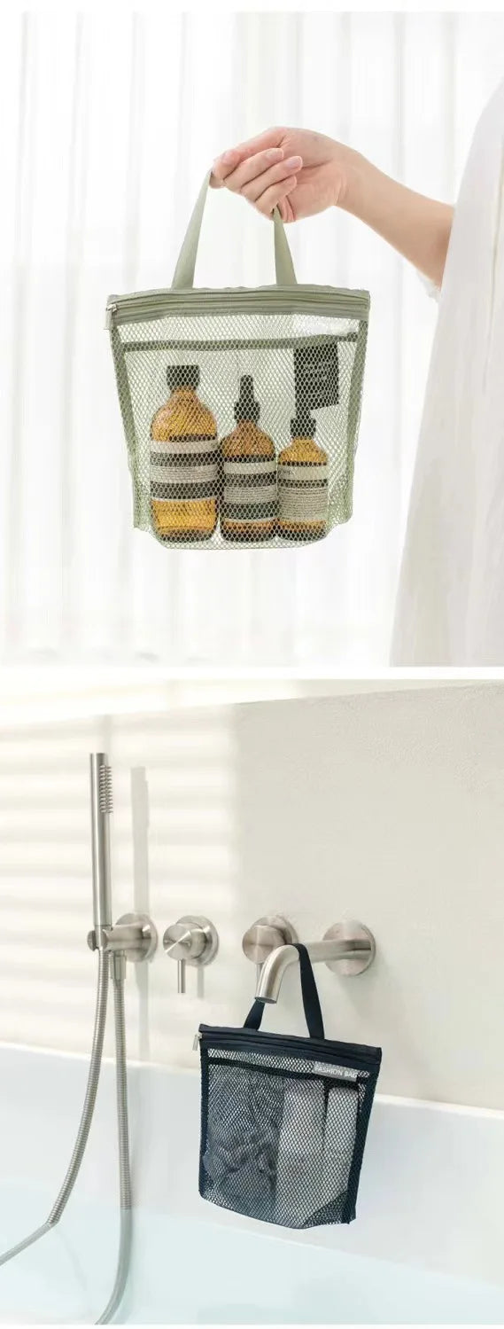 1pc Large Capacity Mesh Drawstring Cosmetic Bag Organizer Toiletry Body Shower Accessories Storage Bags Travel Handbags Swim Bag