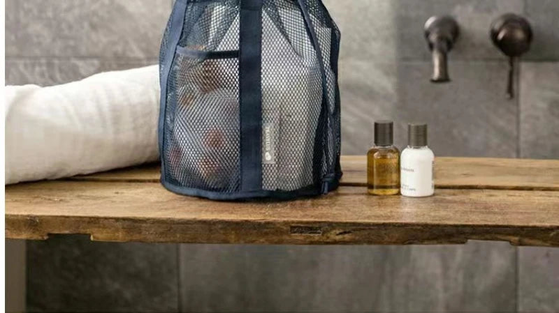 1pc Large Capacity Mesh Drawstring Cosmetic Bag Organizer Toiletry Body Shower Accessories Storage Bags Travel Handbags Swim Bag