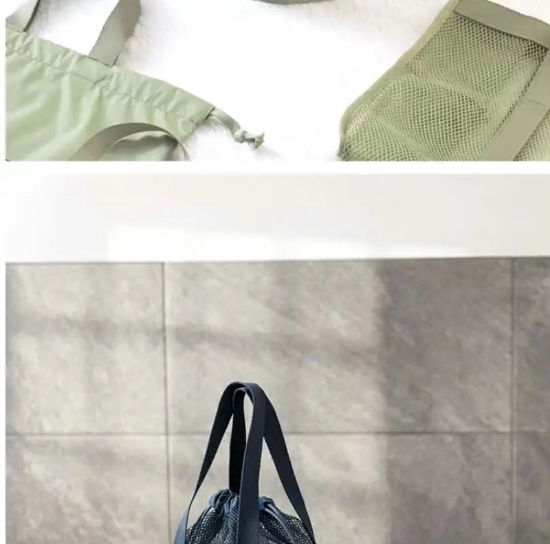 1pc Large Capacity Mesh Drawstring Cosmetic Bag Organizer Toiletry Body Shower Accessories Storage Bags Travel Handbags Swim Bag