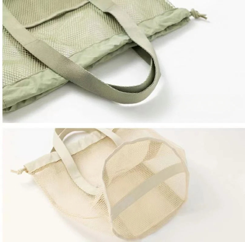 1pc Large Capacity Mesh Drawstring Cosmetic Bag Organizer Toiletry Body Shower Accessories Storage Bags Travel Handbags Swim Bag