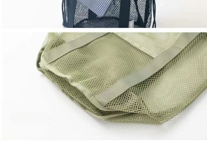 1pc Large Capacity Mesh Drawstring Cosmetic Bag Organizer Toiletry Body Shower Accessories Storage Bags Travel Handbags Swim Bag