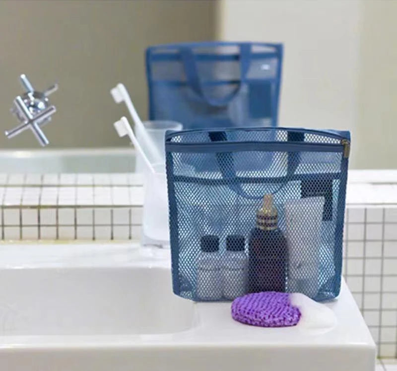 1pc Large Capacity Mesh Drawstring Cosmetic Bag Organizer Toiletry Body Shower Accessories Storage Bags Travel Handbags Swim Bag