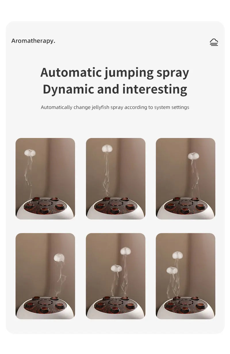 Flame Air Humidifier Dynamic Jellyfish Aroma Diffuser with Colorful Gradient Ambient Lights Remote Control Aromatherapy Diffuser