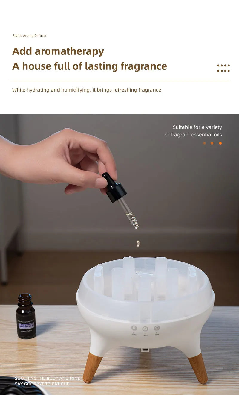 Flame Air Humidifier Dynamic Jellyfish Aroma Diffuser with Colorful Gradient Ambient Lights Remote Control Aromatherapy Diffuser