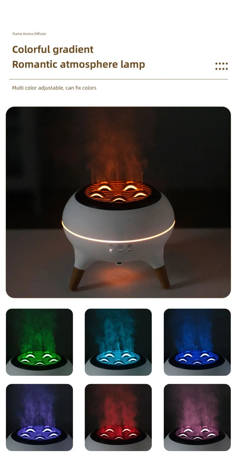 Flame Air Humidifier Dynamic Jellyfish Aroma Diffuser with Colorful Gradient Ambient Lights Remote Control Aromatherapy Diffuser