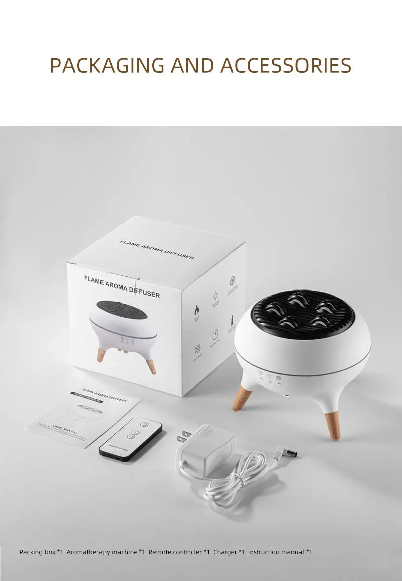Flame Air Humidifier Dynamic Jellyfish Aroma Diffuser with Colorful Gradient Ambient Lights Remote Control Aromatherapy Diffuser