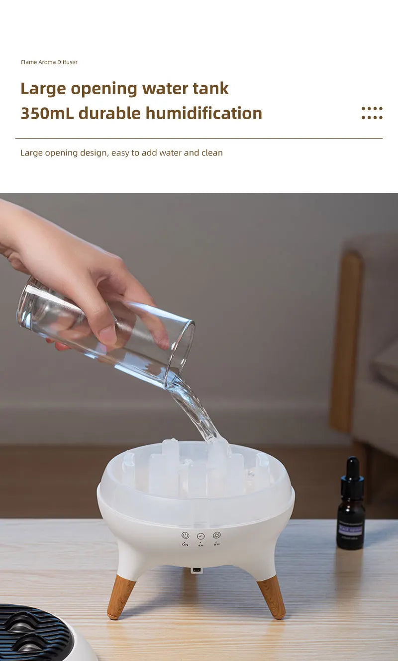 Flame Air Humidifier Dynamic Jellyfish Aroma Diffuser with Colorful Gradient Ambient Lights Remote Control Aromatherapy Diffuser