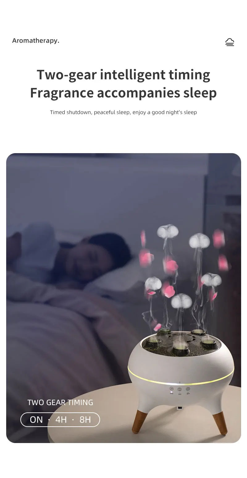 Flame Air Humidifier Dynamic Jellyfish Aroma Diffuser with Colorful Gradient Ambient Lights Remote Control Aromatherapy Diffuser
