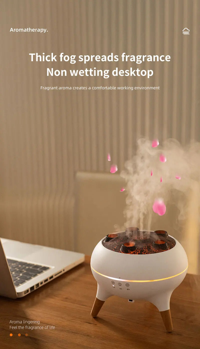 Flame Air Humidifier Dynamic Jellyfish Aroma Diffuser with Colorful Gradient Ambient Lights Remote Control Aromatherapy Diffuser