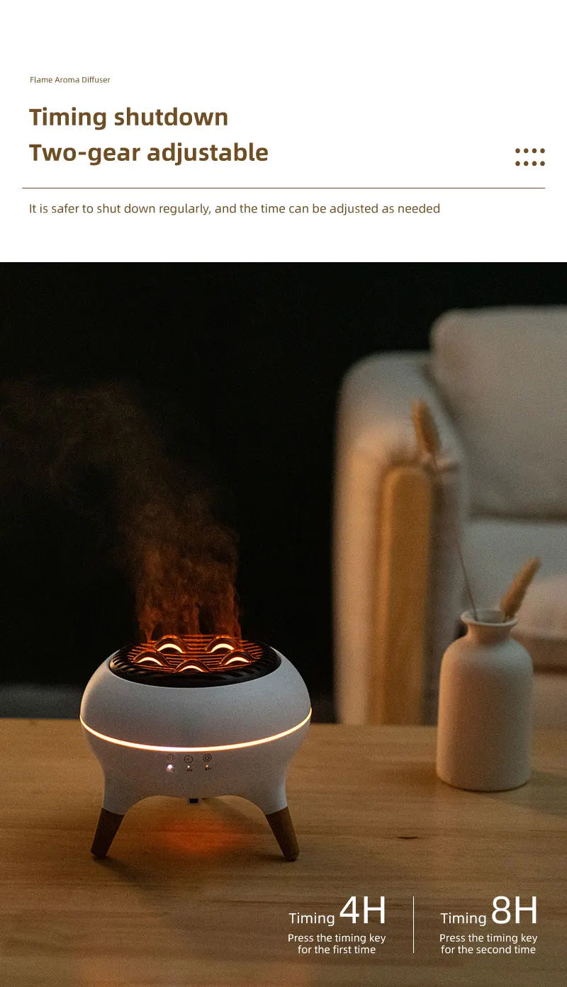 Flame Air Humidifier Dynamic Jellyfish Aroma Diffuser with Colorful Gradient Ambient Lights Remote Control Aromatherapy Diffuser
