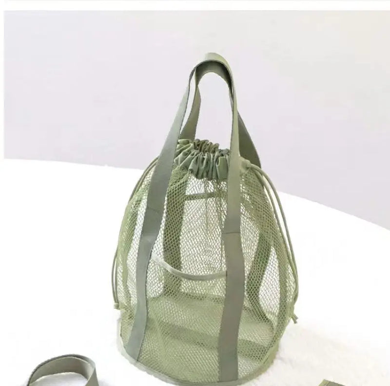 1pc Large Capacity Mesh Drawstring Cosmetic Bag Organizer Toiletry Body Shower Accessories Storage Bags Travel Handbags Swim Bag