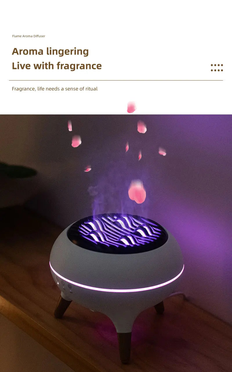Flame Air Humidifier Dynamic Jellyfish Aroma Diffuser with Colorful Gradient Ambient Lights Remote Control Aromatherapy Diffuser