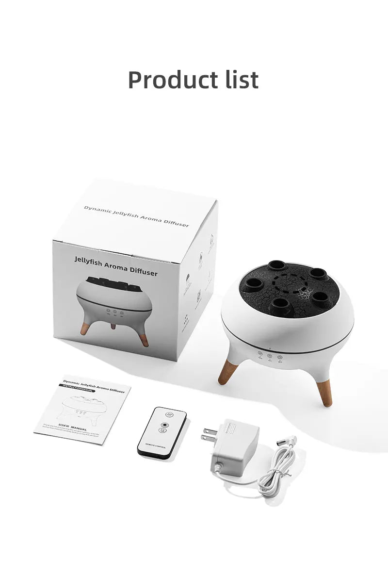 Flame Air Humidifier Dynamic Jellyfish Aroma Diffuser with Colorful Gradient Ambient Lights Remote Control Aromatherapy Diffuser