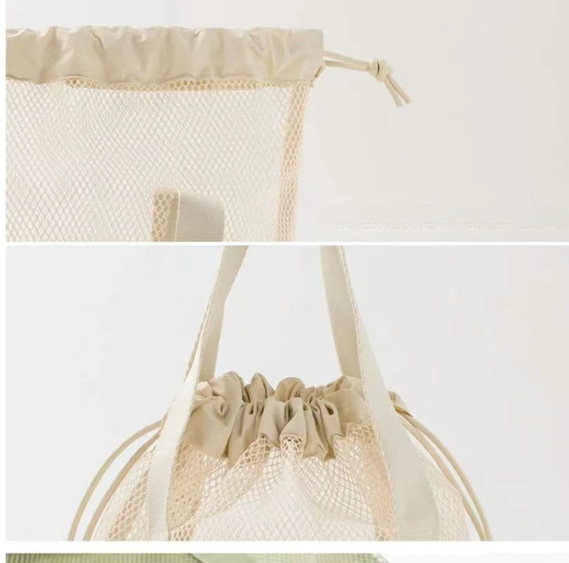1pc Large Capacity Mesh Drawstring Cosmetic Bag Organizer Toiletry Body Shower Accessories Storage Bags Travel Handbags Swim Bag