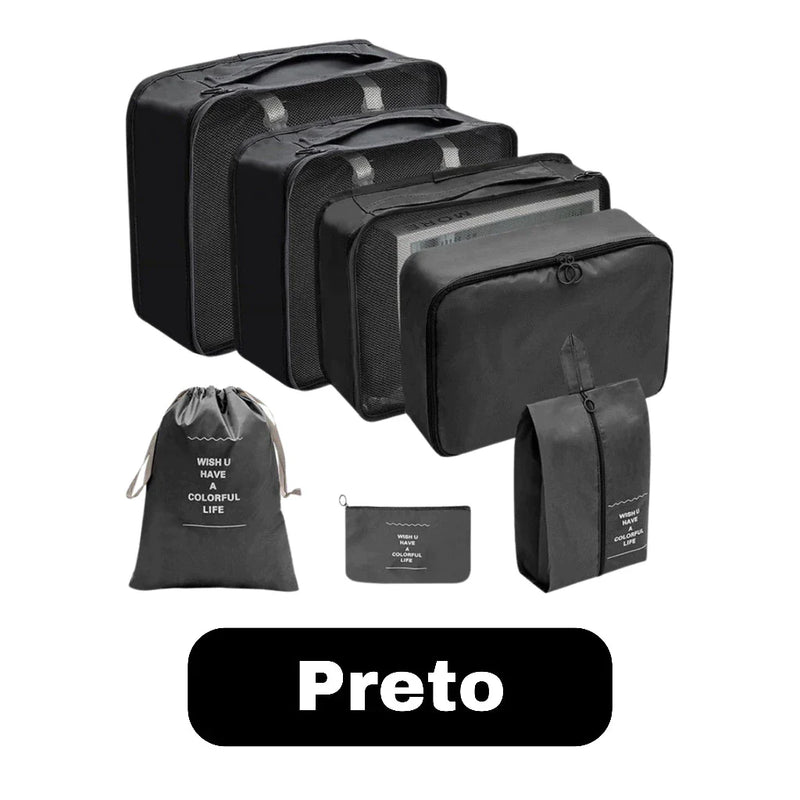 KIT Conjunto 7 Peças Organizador De Viagens Organizadoras Para Malas Bolsa