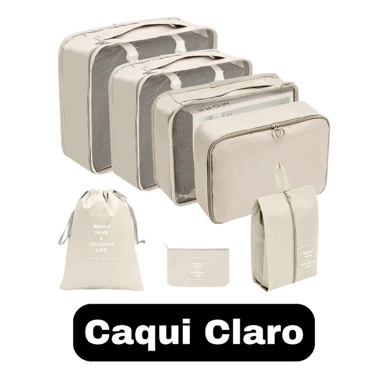 KIT Conjunto 7 Peças Organizador De Viagens Organizadoras Para Malas Bolsa