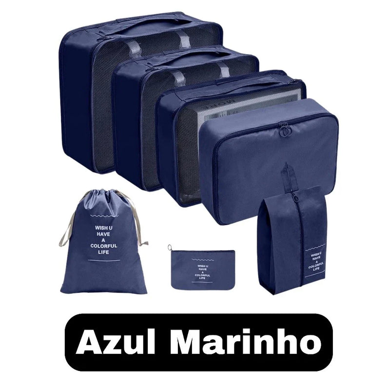 KIT Conjunto 7 Peças Organizador De Viagens Organizadoras Para Malas Bolsa