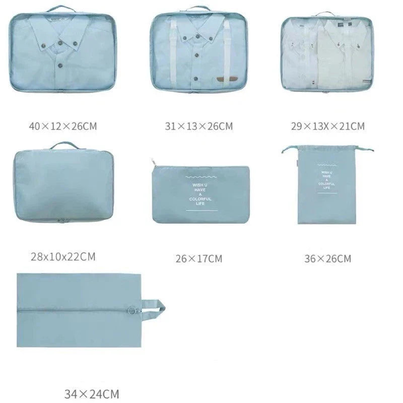 KIT Conjunto 7 Peças Organizador De Viagens Organizadoras Para Malas Bolsa